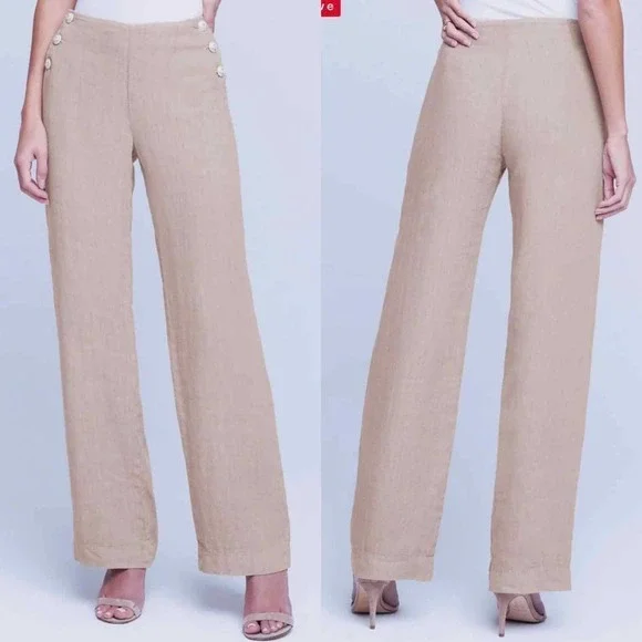 L’AGENCE Dee High Rise Sailor Linen Pants Bone color Size 25 - Picture 4 of 12